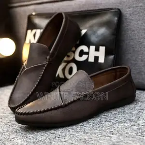 Moccasins for Men-Pu Leather,Rubber Sole,Walking Shoes-Brown