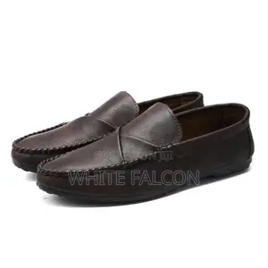 Moccasins for Men-Pu Leather,Rubber Sole,Walking Shoes-Brown