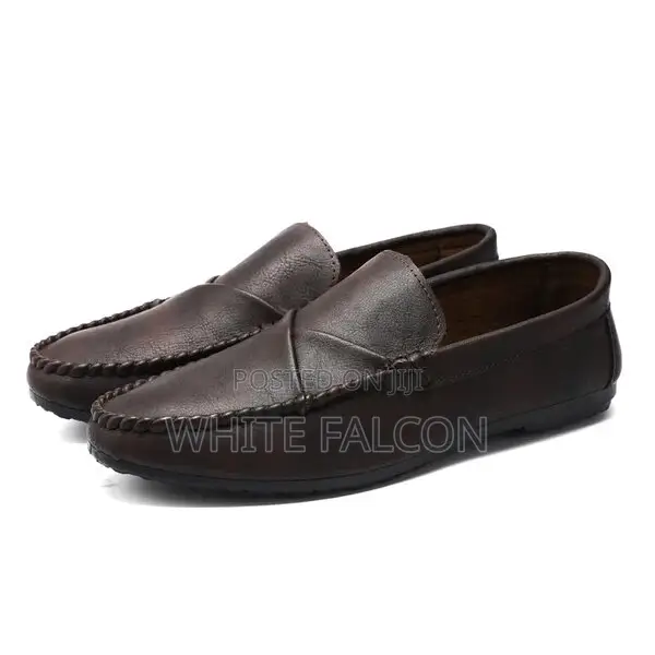 Moccasins for Men-Pu Leather,Rubber Sole,Walking Shoes-Brown