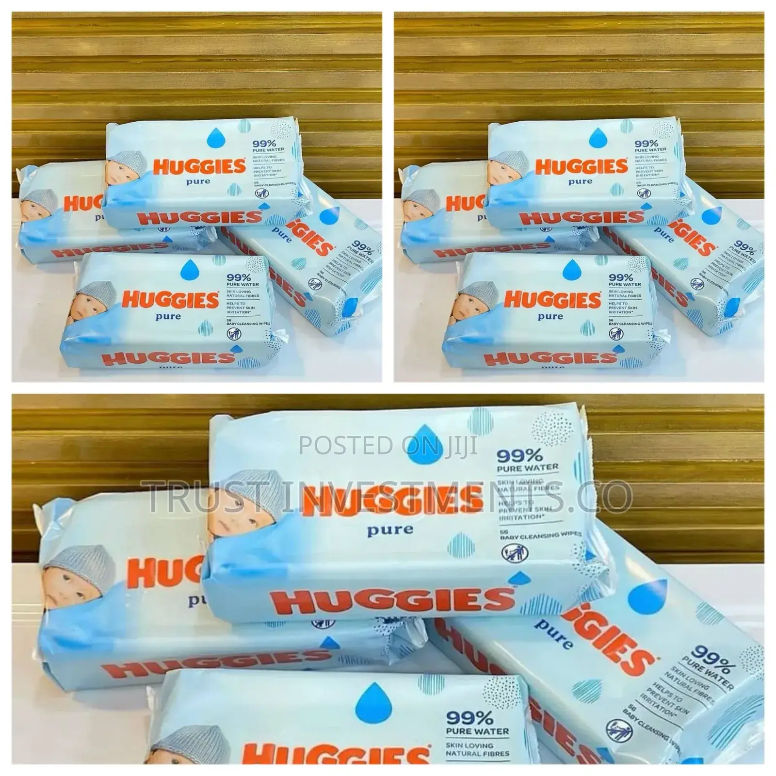 Packs of Huggies Pure Baby Wipes.