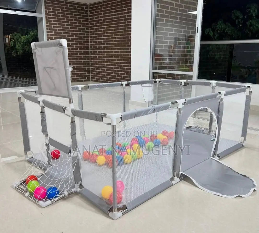 Grey Baby Play Area With Opening Sides