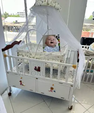 Photo - 2 in 1 Classy Wooden Kids Cot or Bed With Strong Net