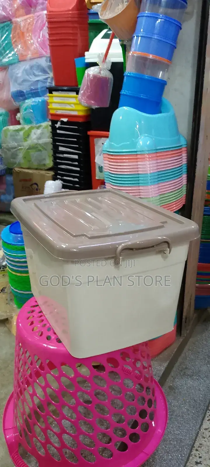 Cream Plastic Storage Boxes