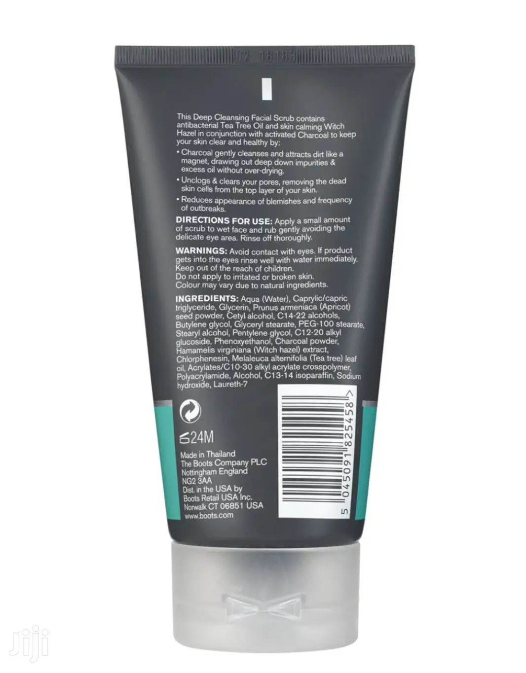 UK Boots Tea Tree Witch Hazel Charcoal Facial Scrub
150ml