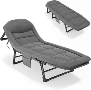 Photo - Gray Folding Camping Cot or Lounge Chair,
