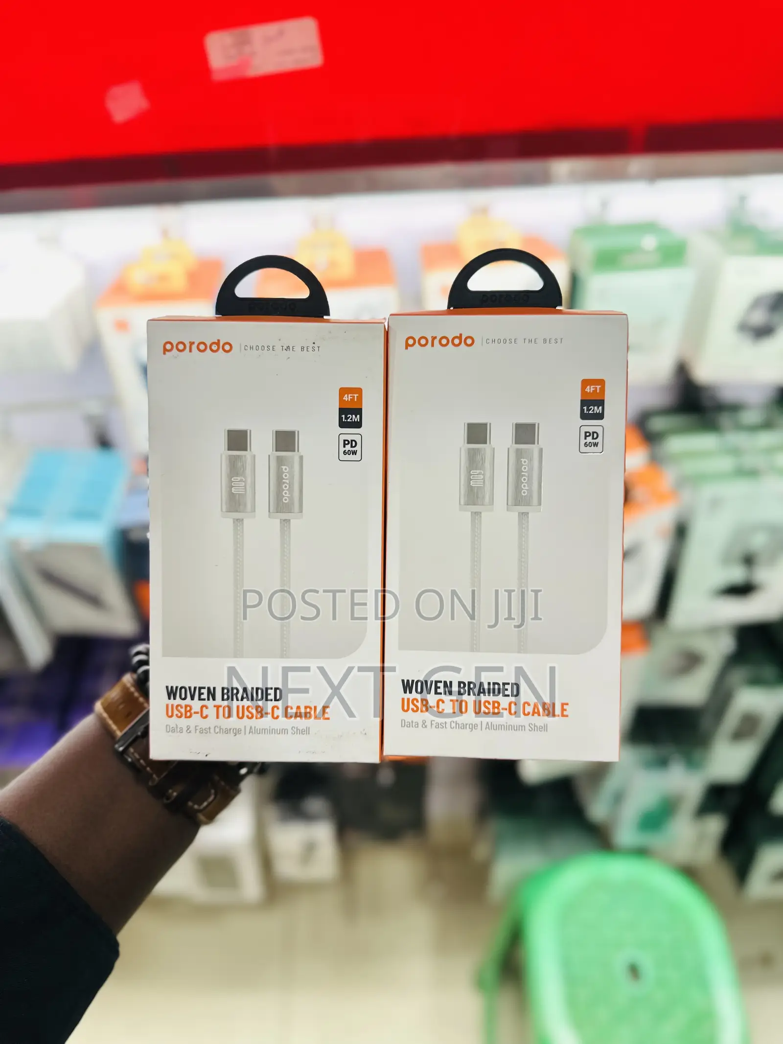 Porodo Woven 60w Type-C to Type-C Cable 1.2m