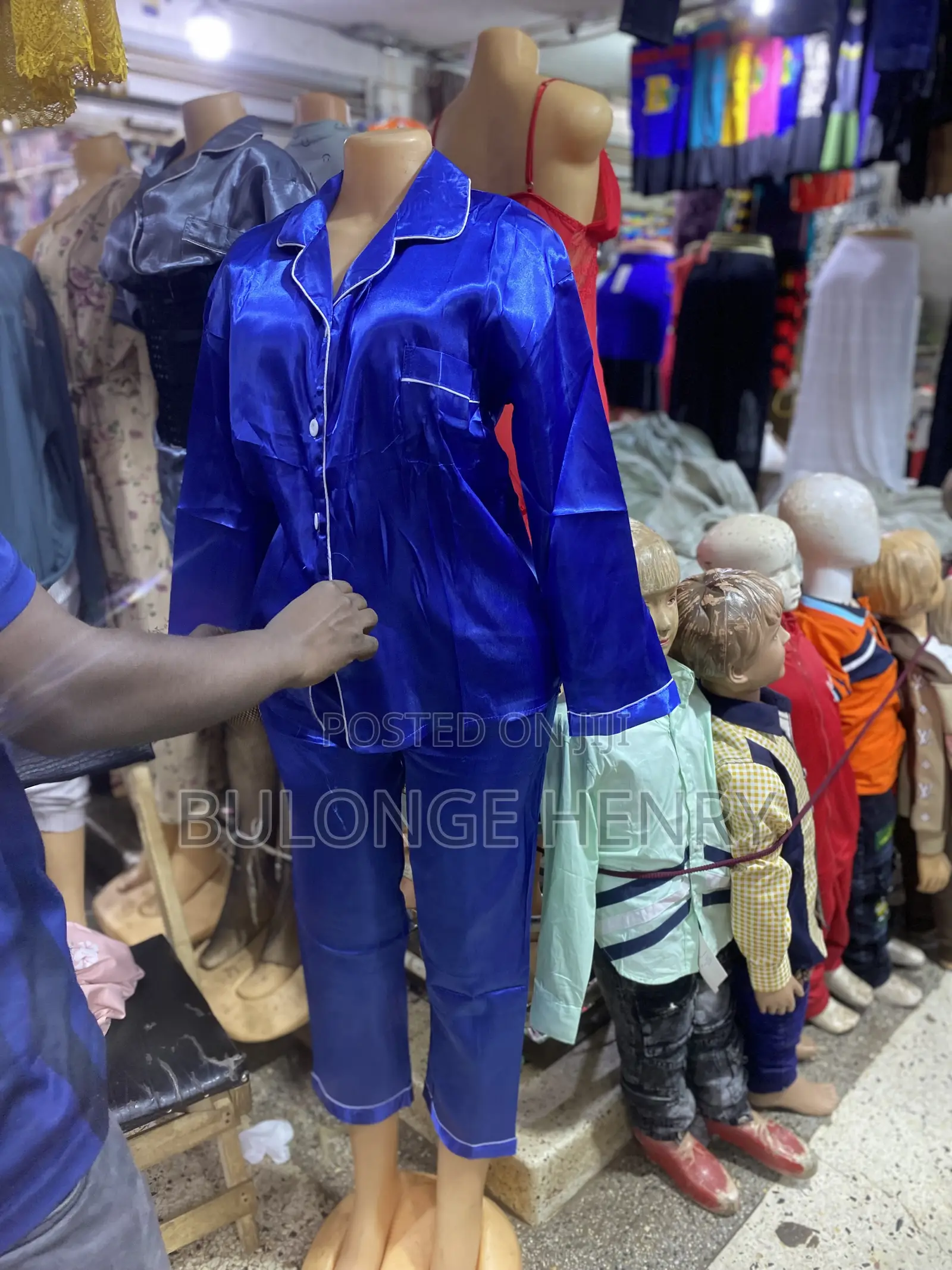 Navy Blue Silk Pyajama