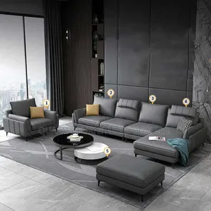 7 Seats Leathered L Sofa Set