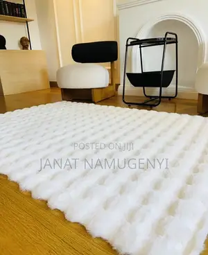 White Ribbed Rabbit Fur Carpet