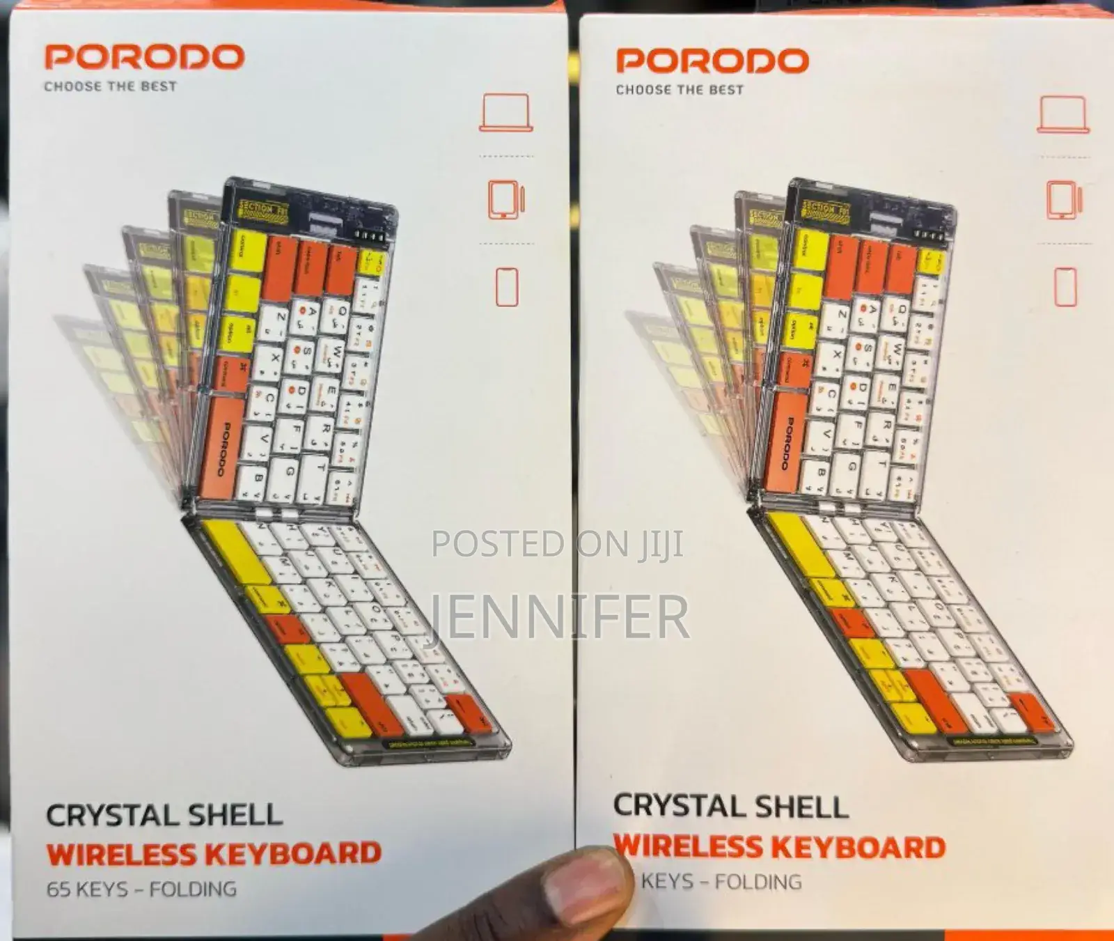 Porodo Crystal Shell Wireless Foldable Keyboard