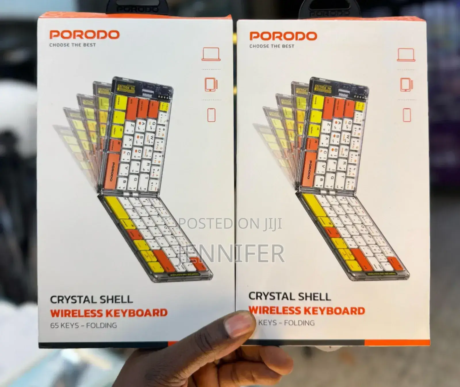 Porodo Crystal Shell Wireless Foldable Keyboard