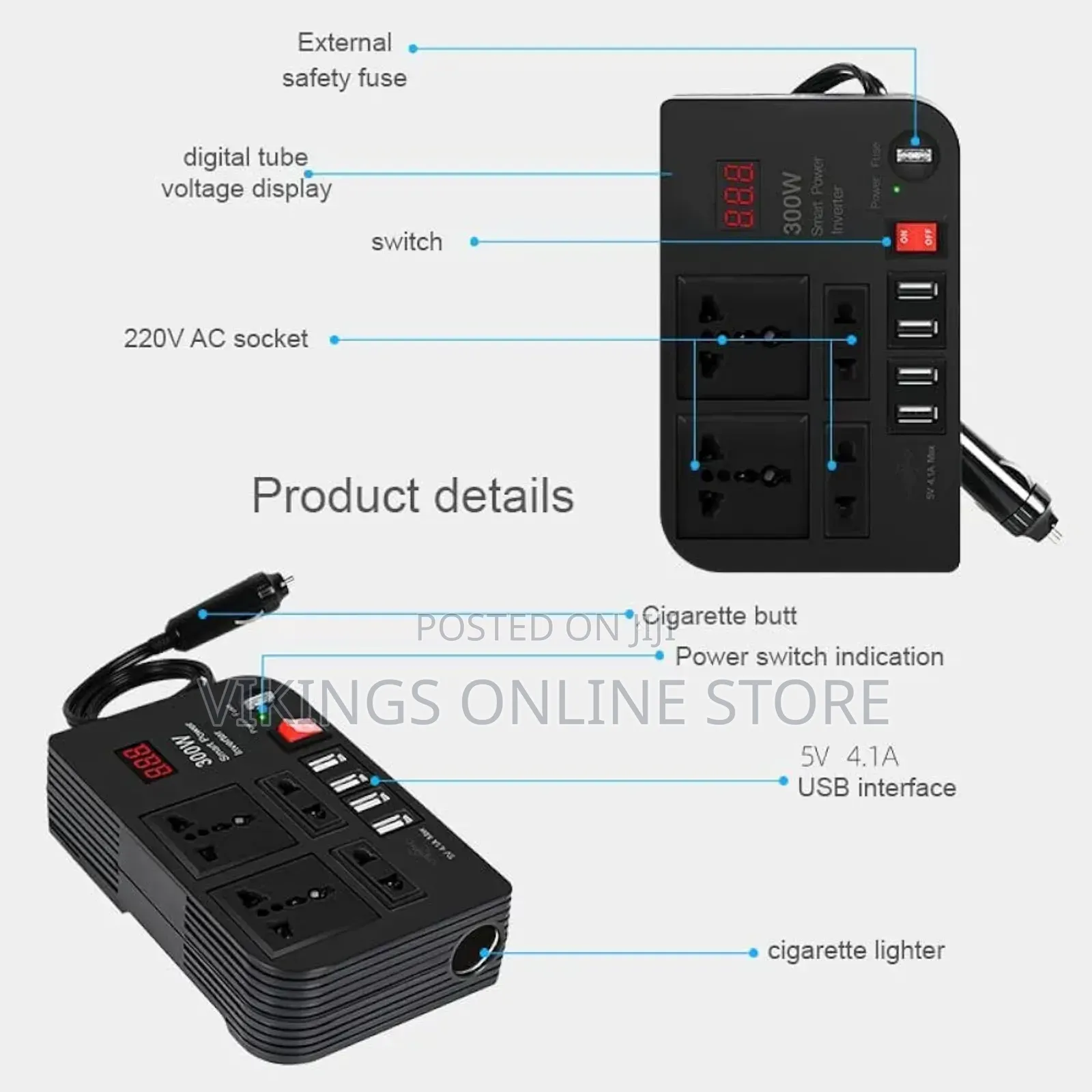 300w Car Power Inverter Dc 12v to 220v Ac Inverter