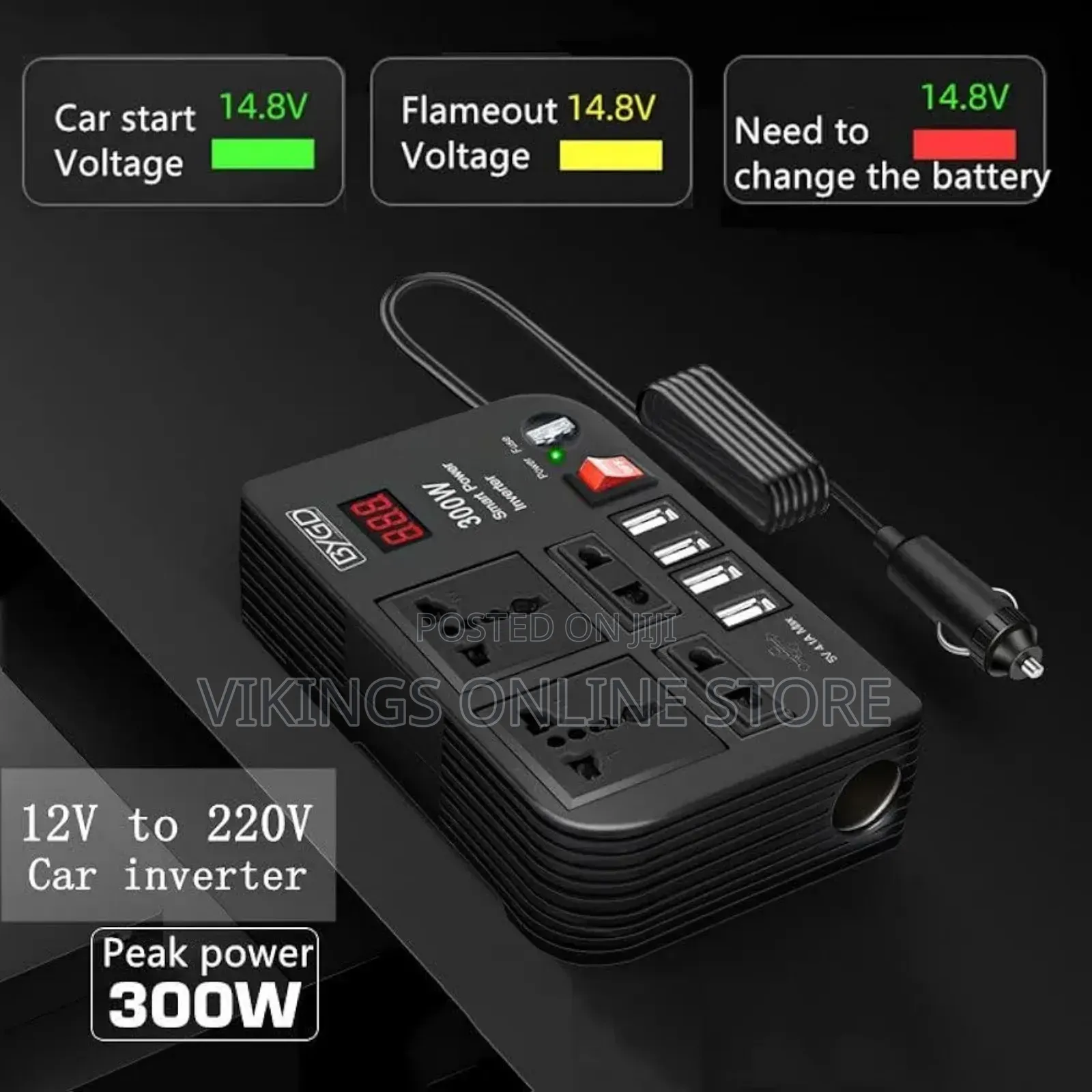 300w Car Power Inverter Dc 12v to 220v Ac Inverter