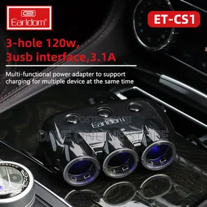 Earldom 3 Ports Cigarette Lighter Sockets Usb Car Charger