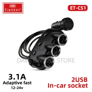 Earldom 3 Ports Cigarette Lighter Sockets Usb Car Charger