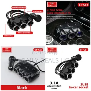 3-Socket Earldom Car Charger Et-Cs1