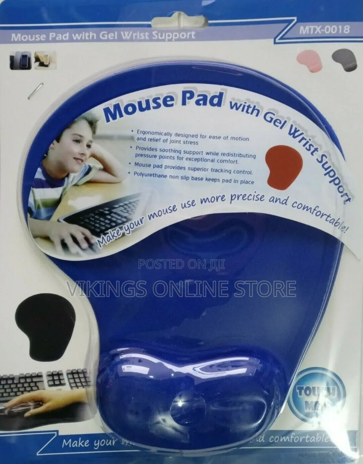 Mouse Pad With Wrist Support. Blue