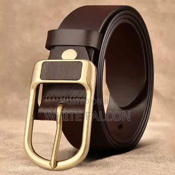 Vintage Men’S Belts-Genuine Cowhide Leather Brown