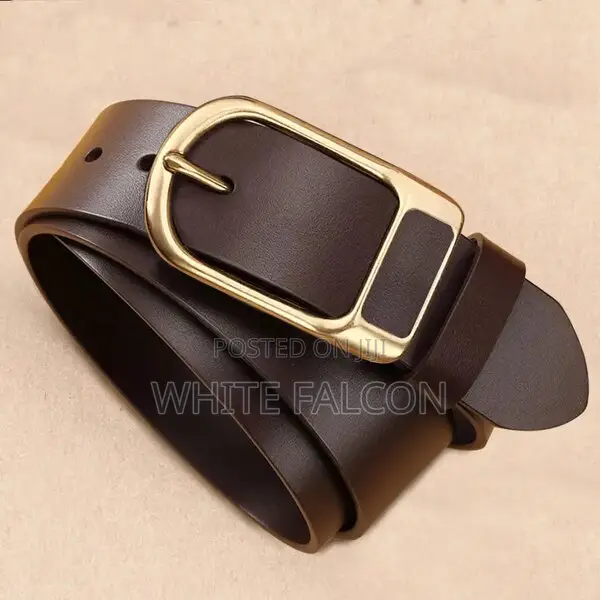 Vintage Men’S Belts-Genuine Cowhide Leather Brown