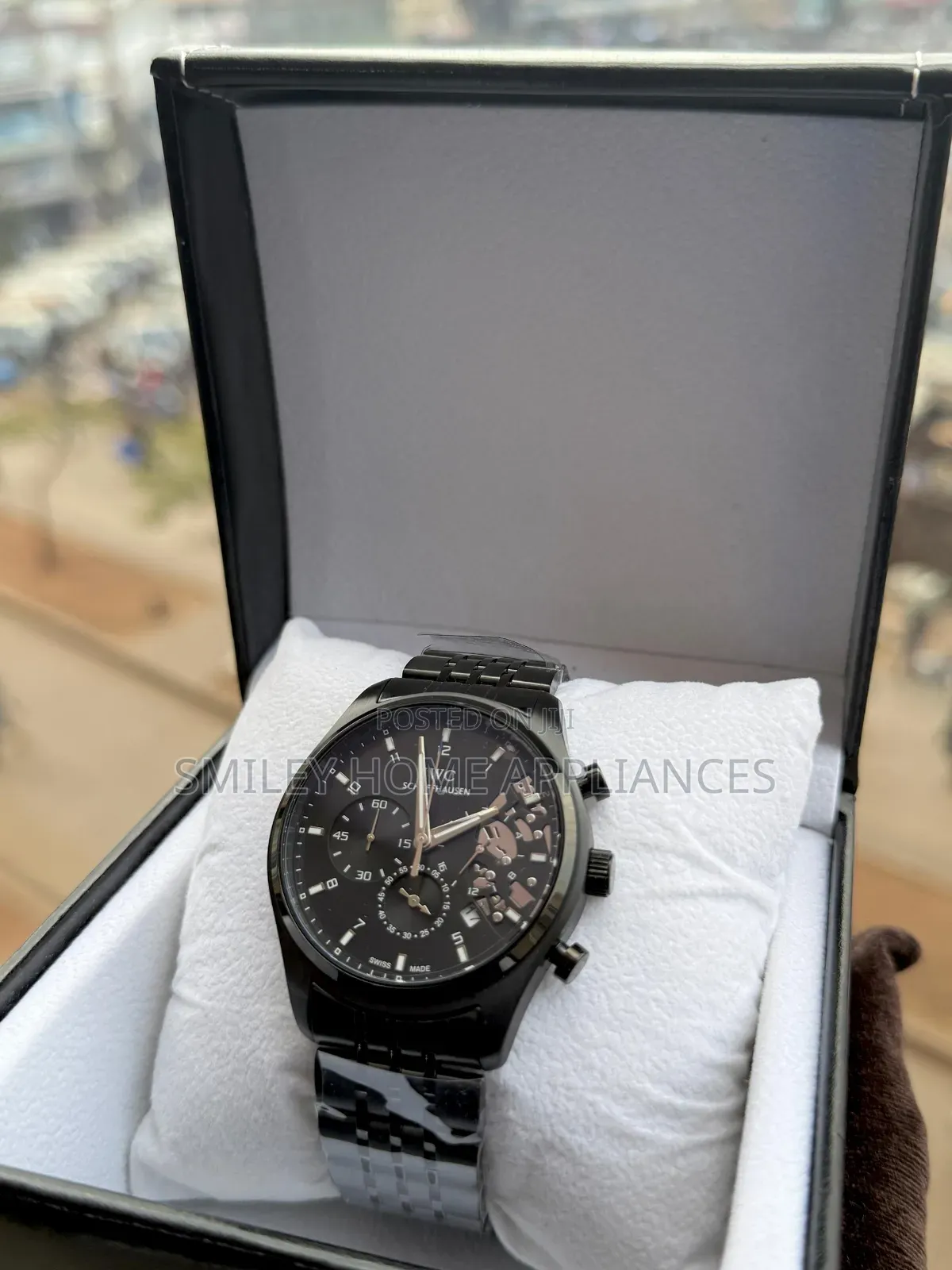 Iwc Schaffhausen Men's Matte Black Classy Wrist Watch