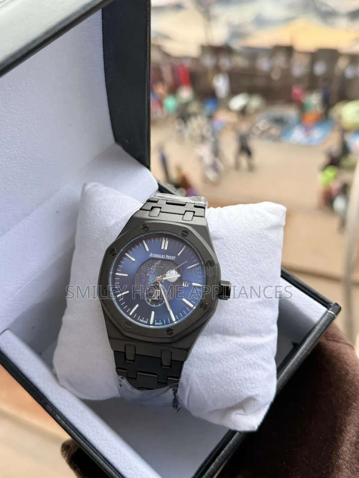 Audemars Piguet Men's Classic Black Watch With Blue Face