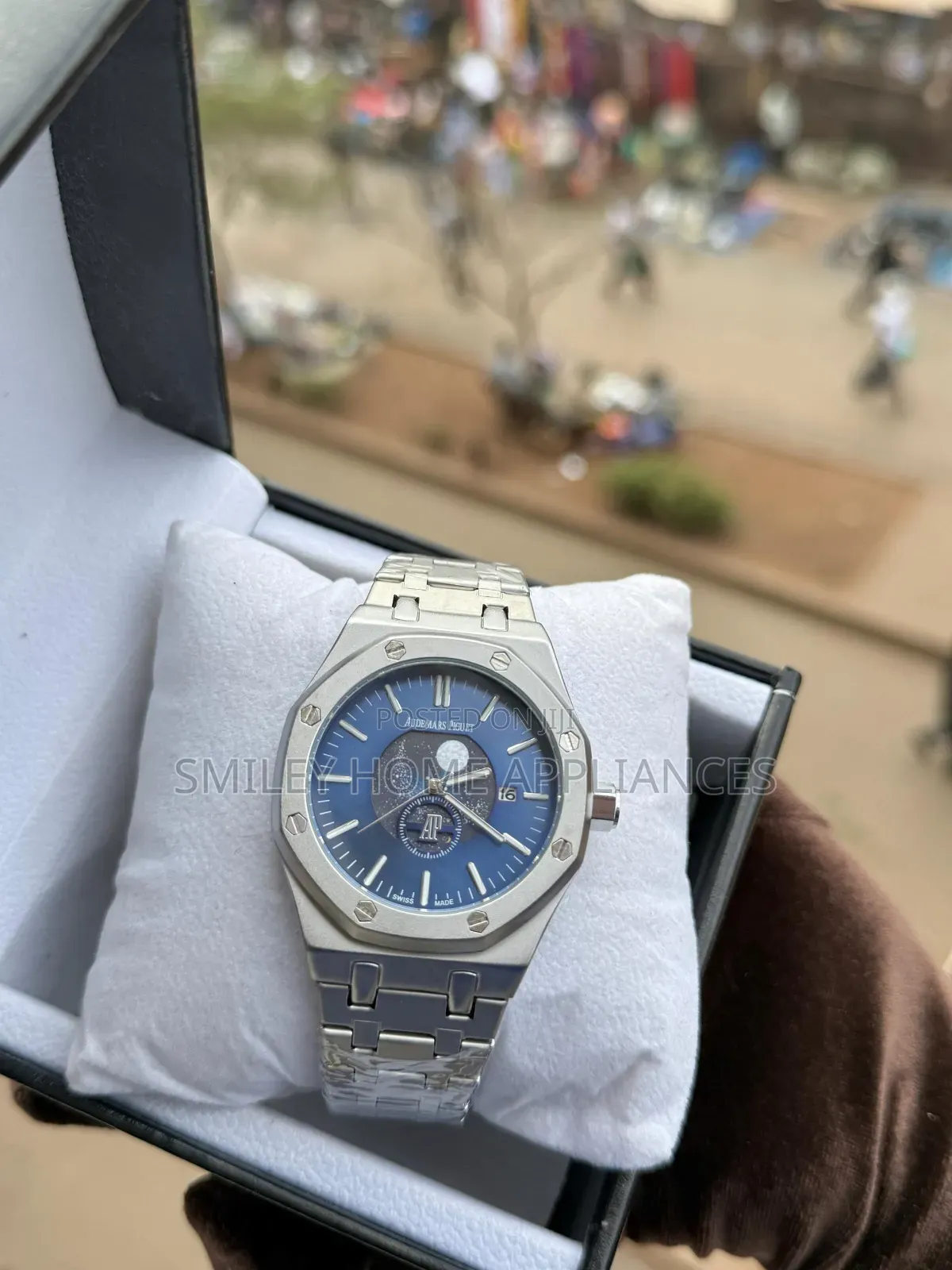 Original Ap Stainless Steel Men's Wrist Watch With Blue Face