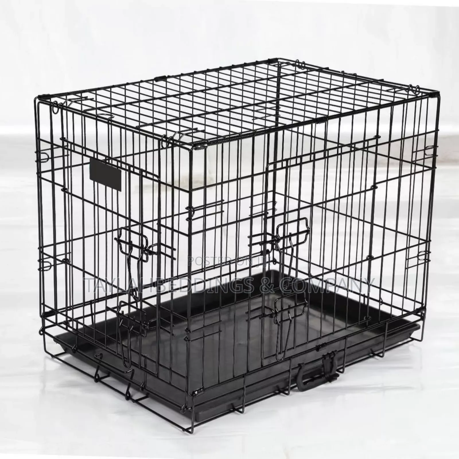 Black Metal Dog / Cat Training Cage With Removable Tray