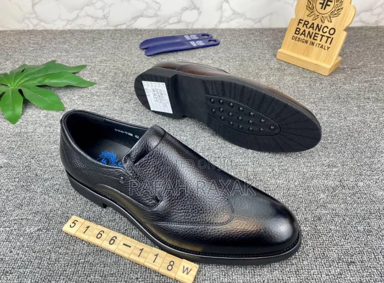 Original Black Rough Leather Franco Banetti Gentle Shoes