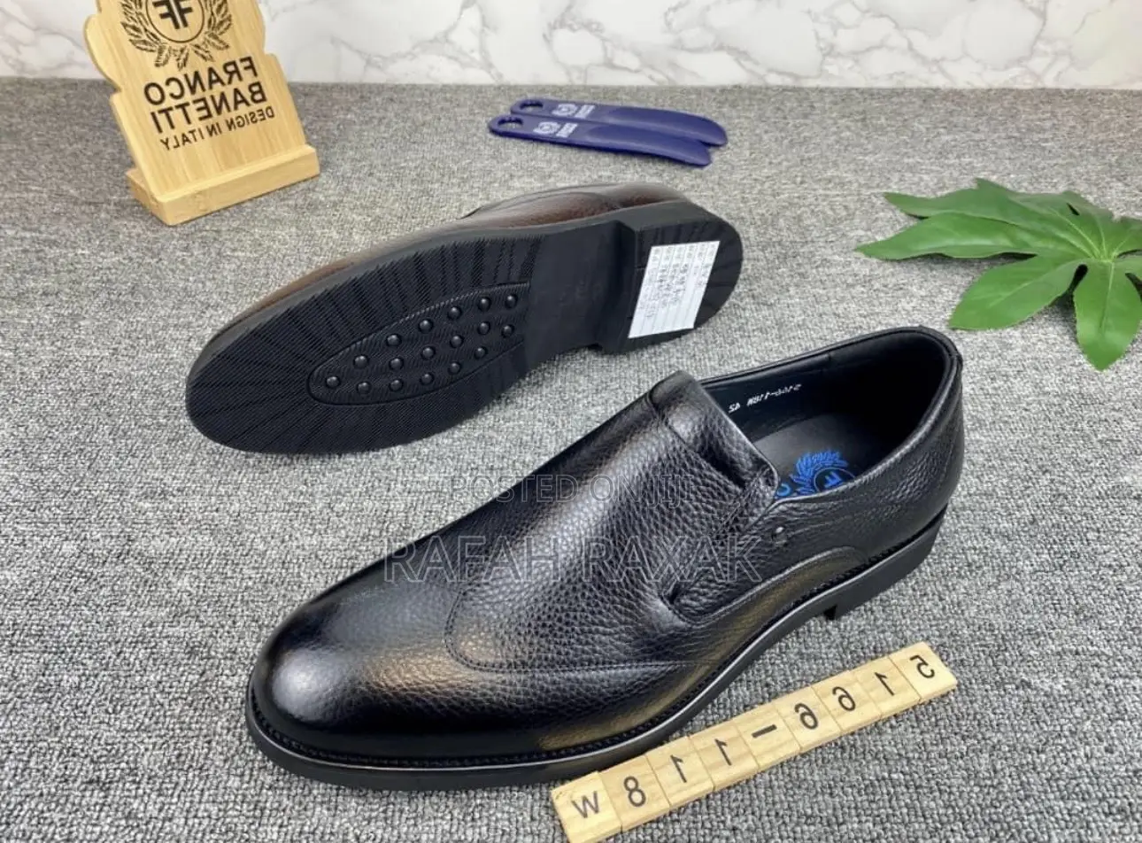 Original Black Rough Leather Franco Banetti Gentle Shoes