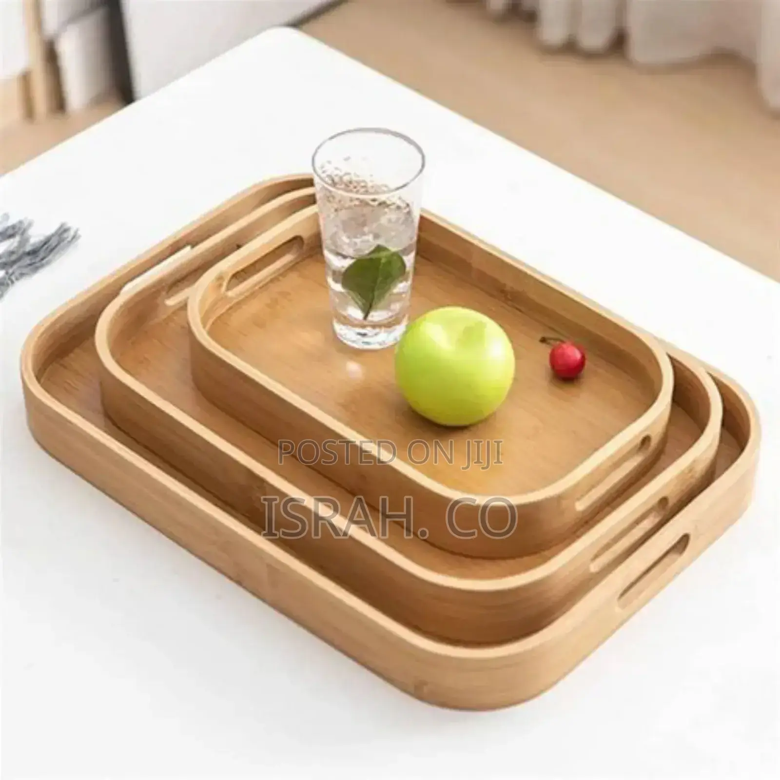 3 Piece of Food Tray Bamboo Rectangle Serving Tray