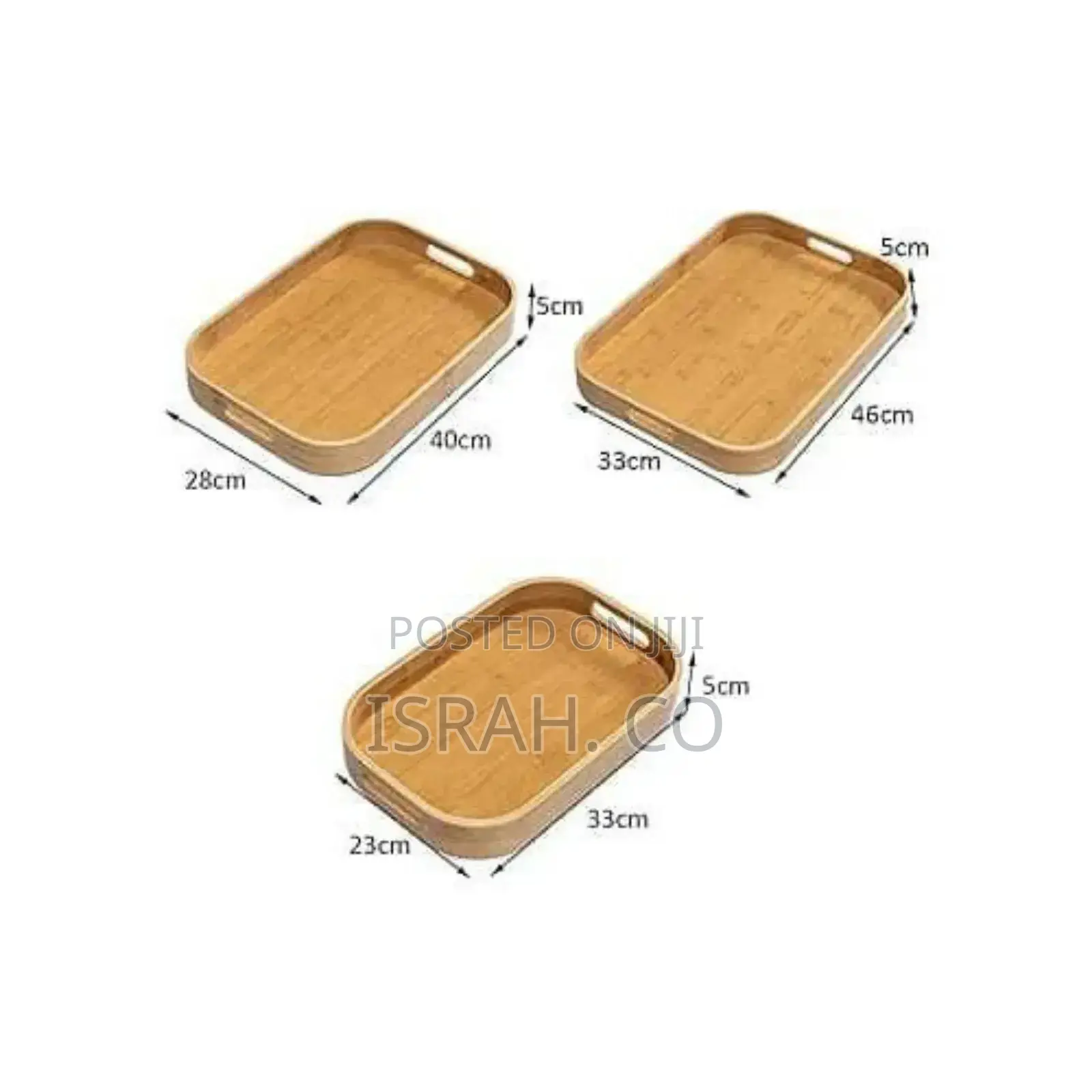 3 Piece of Food Tray Bamboo Rectangle Serving Tray