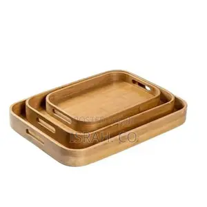 3 Piece of Food Tray Bamboo Rectangle Serving Tray