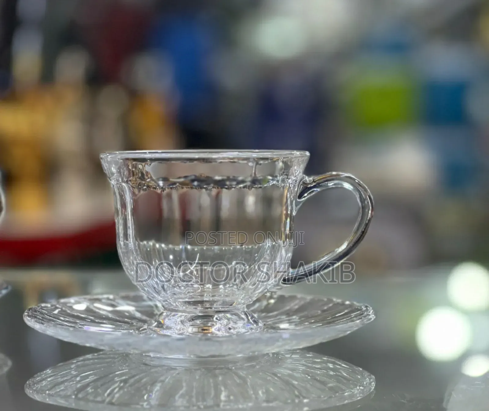 Glass Saucer Flower Tea Mug 12 Pieces