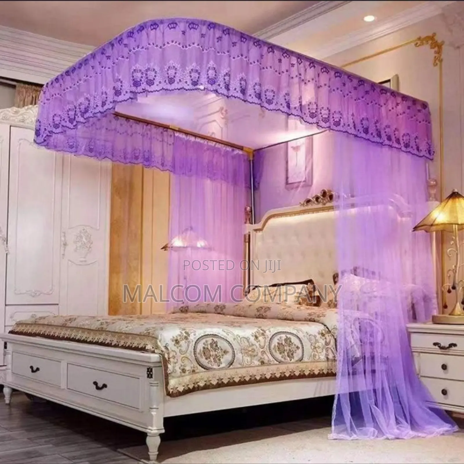 Two Stand Rail Mosquito Net. Purple