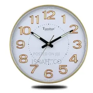 Tianshun Luxury Modern Wall Clock Round Shape 3d Numerals