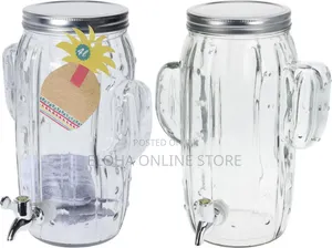 8 Litres Cactus-shaped Glass Drink Dispenser With A Tap