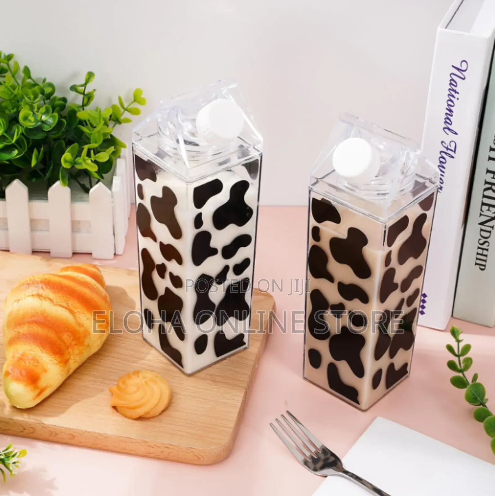 1l Handmade Black Cowprint Design Clearacrylic Water Bottle