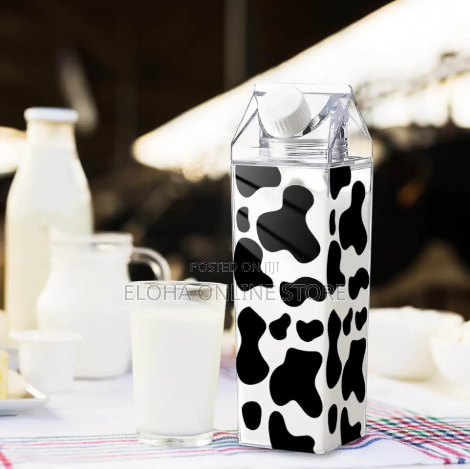 1l Handmade Black Cowprint Design Clearacrylic Water Bottle