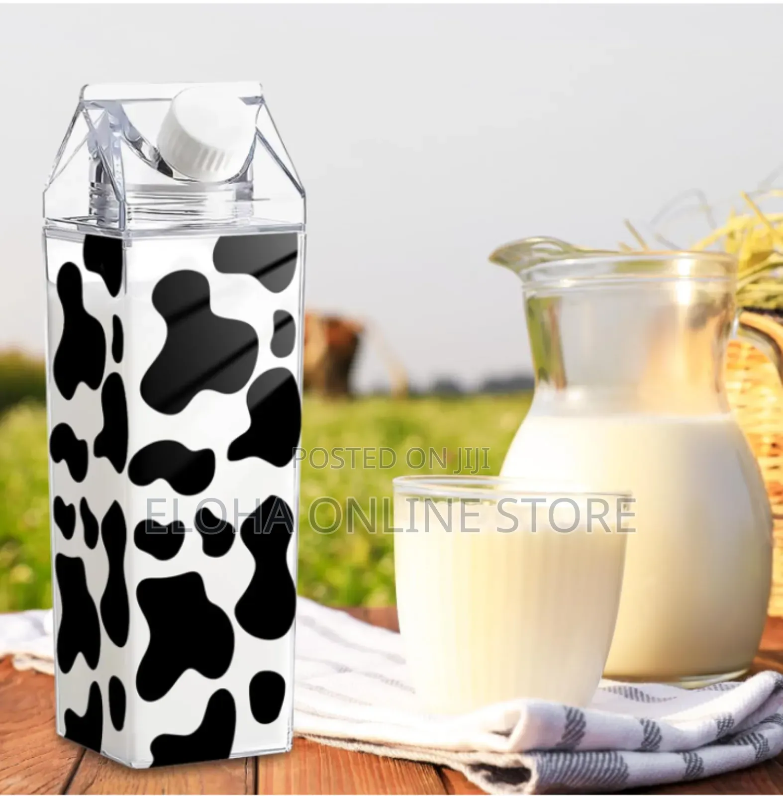 1l Handmade Black Cowprint Design Clearacrylic Water Bottle