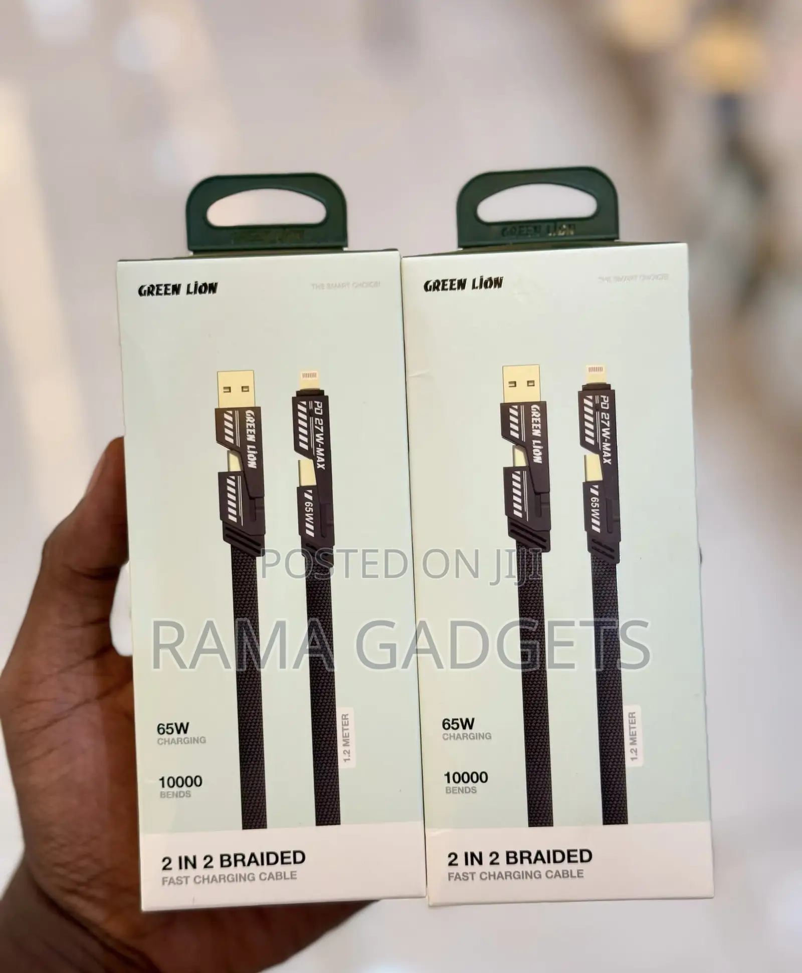 Green Lion 2in2 Braided Cable 65w 1.2metre
