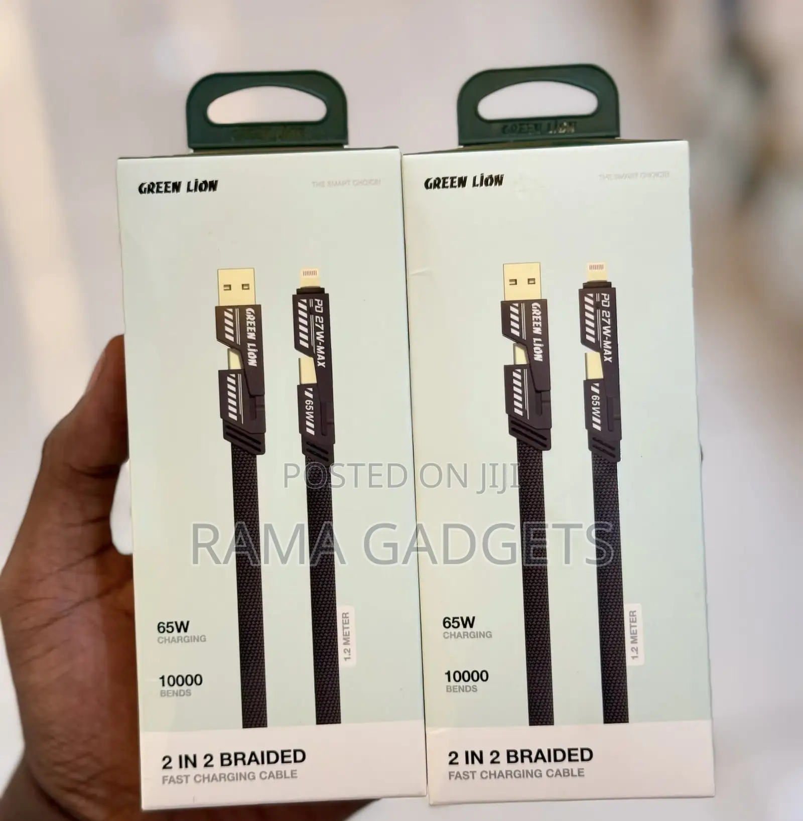Green Lion 2in2 Braided Cable 65w 1.2metre