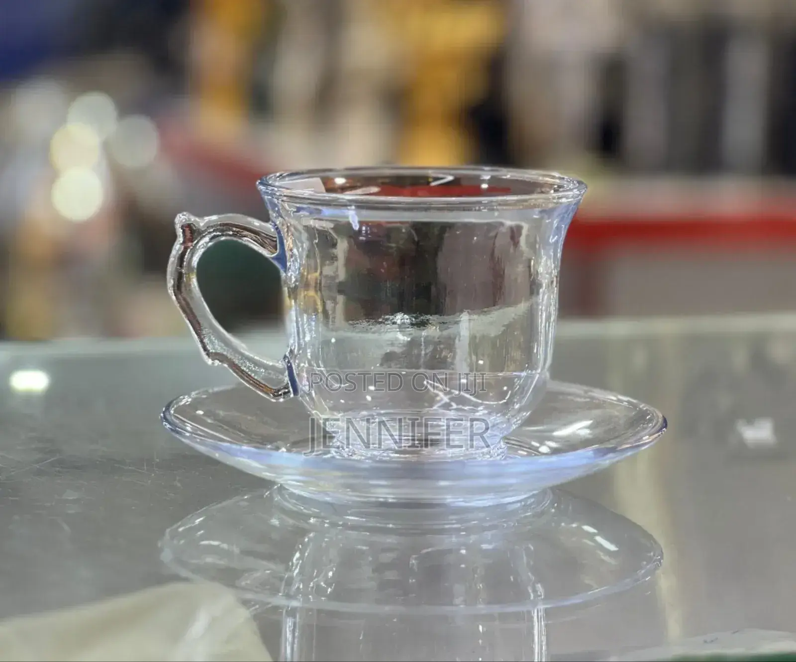 Crystal Coffee Cup and Saucers-Dozen