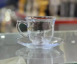 Crystal Coffee Cup and Saucers-Dozen