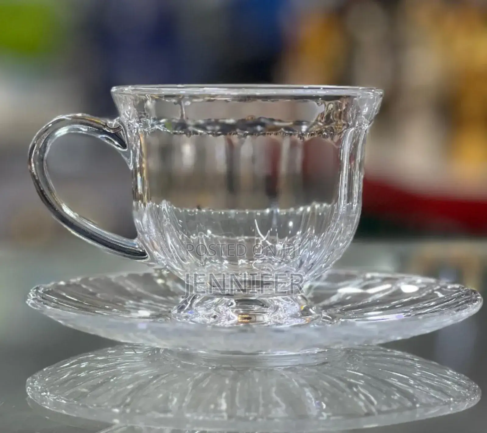 Crystal Coffee Cup and Saucers-Dozen