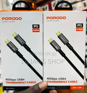 Porodo Woven Typec-C Cable 240w 40gbps 60hz.