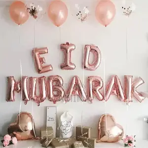 Eid Mubarak Letter Balloons Rose Gold