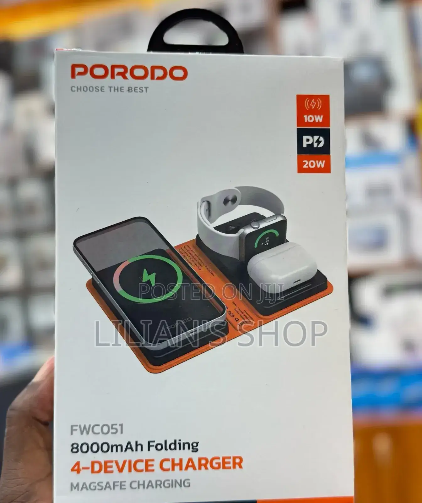 Porodo 8000mah Folding 4-Device Charger