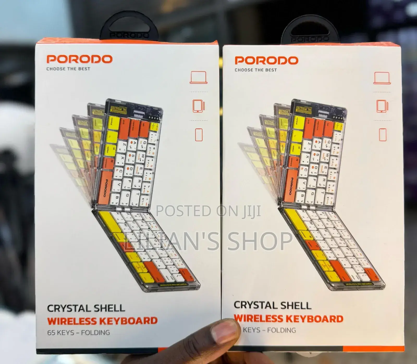 Porodo Crystal Shell Wireless Foldable Keyboard