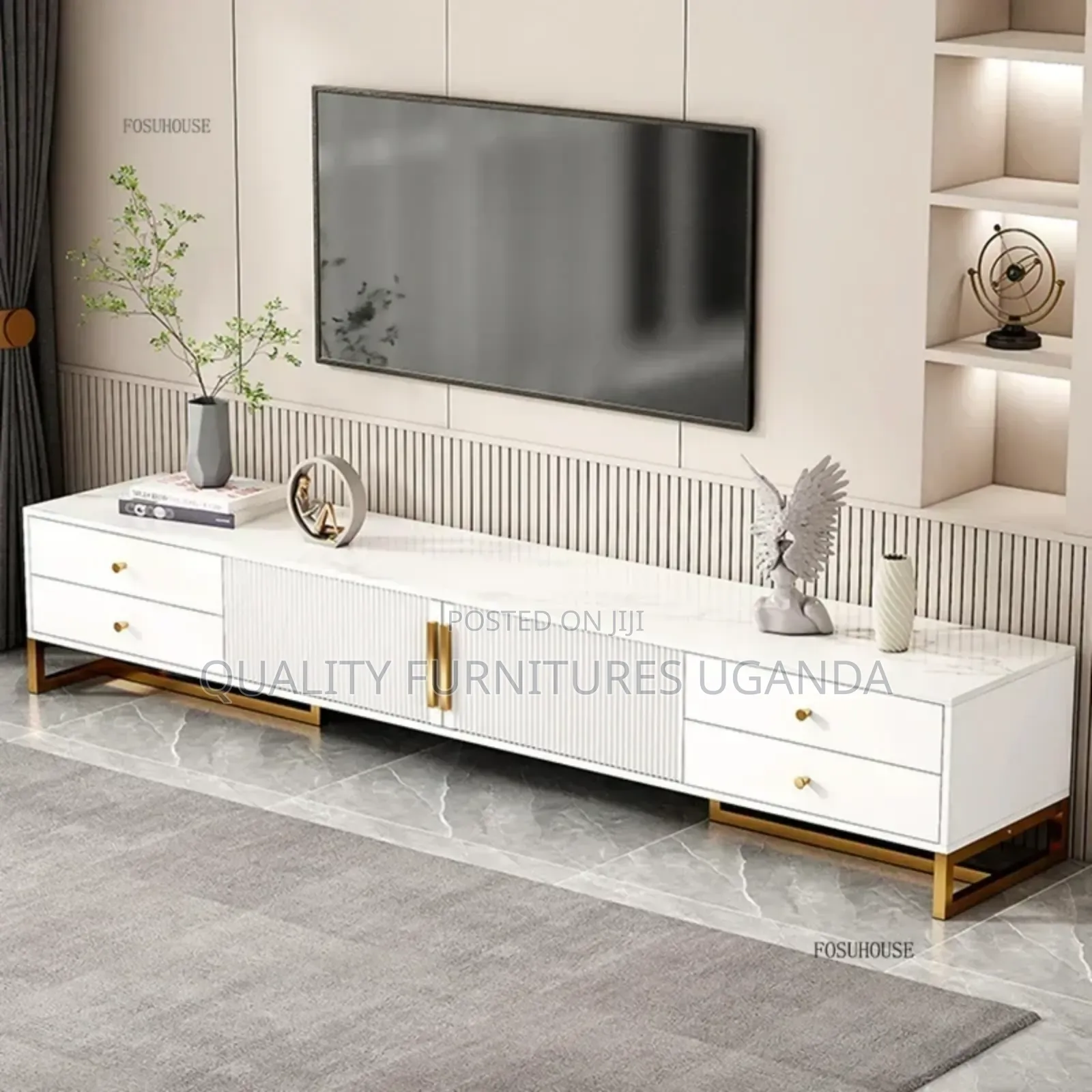 White and Gold Tv Stand