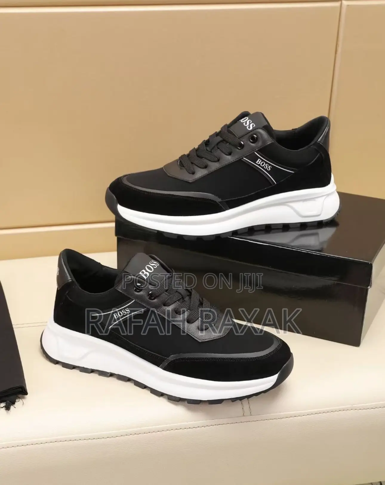 Original New Designer Luxury Boss Leather/Suede Sneakers